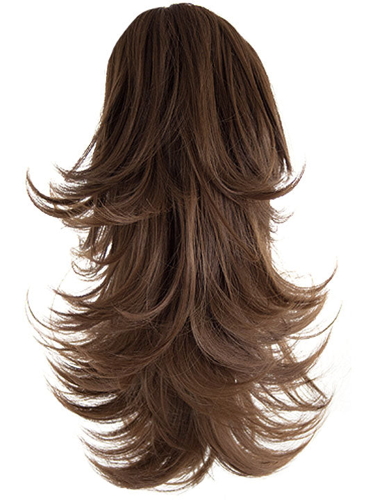 Straight to Flicky Reversible Synthetic HairClaw Clip Ponytail chestnut brown