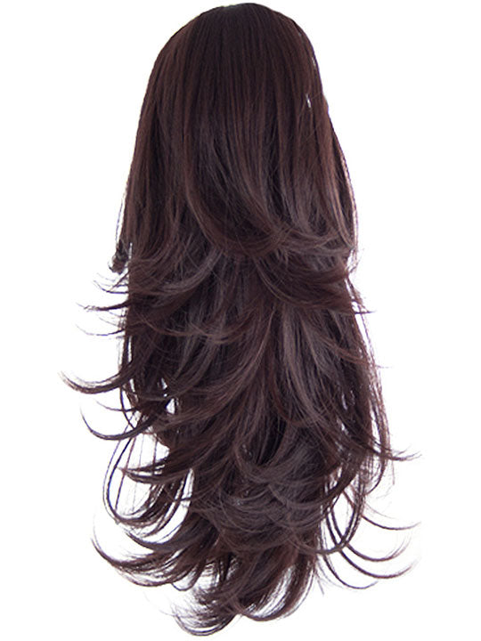 Straight to Flicky Reversible Synthetic HairClaw Clip Ponytail plum