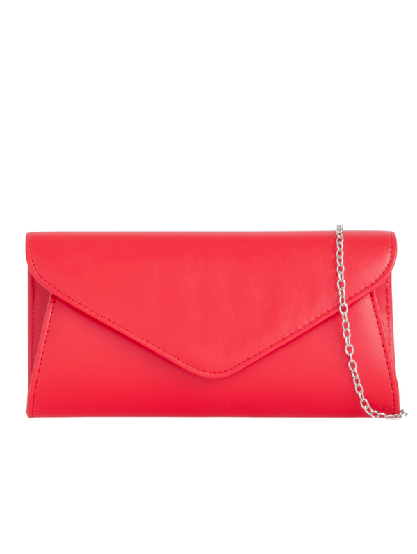 Red Faux Leather Envelope Clutch Bag