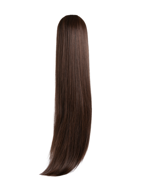 26 Inch Straight Synthetic Hair Claw Clip Ponytail warm brunette