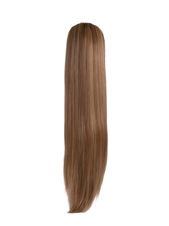 26 Inch Straight Synthetic Hair Claw Clip Ponytail mellow brown