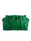 Green Pleated Effect Faux Leather Clutch Bag