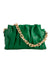 Green Pleated Effect Faux Leather Clutch Bag