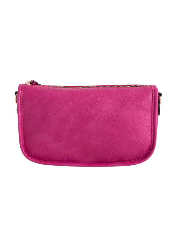 Fuchsia Faux Leather Shoulder Bag with Tassel