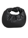 Black Faux Leather Knot Handle Grab Bag with Strap