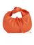 Orange Faux Leather Knot Handle Grab Bag with Strap