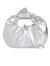 Silver Faux Leather Knot Handle Grab Bag with Strap