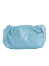 Light Blue Soft Faux Leather Ruched Pouch Bag