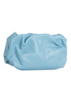 Light Blue Soft Faux Leather Ruched Pouch Bag