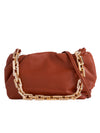Tan Brown Soft Faux Leather Ruched Pouch Bag