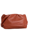 Tan Brown Soft Faux Leather Ruched Pouch Bag
