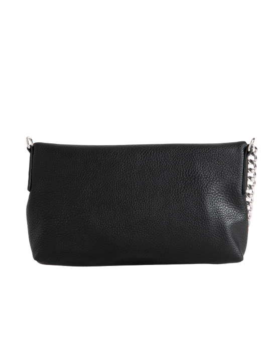 Black Faux Leather Foldover Shoulder Bag