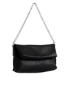 Black Faux Leather Foldover Shoulder Bag