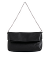 Black Faux Leather Foldover Shoulder Bag