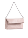 Nude Faux Leather Foldover Shoulder Bag