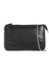 Black Beaded Detail Faux Leather Clutch Bag in silver