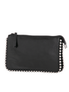 Black Beaded Detail Faux Leather Clutch Bag