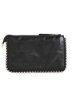 Black Beaded Detail Faux Leather Clutch Bag