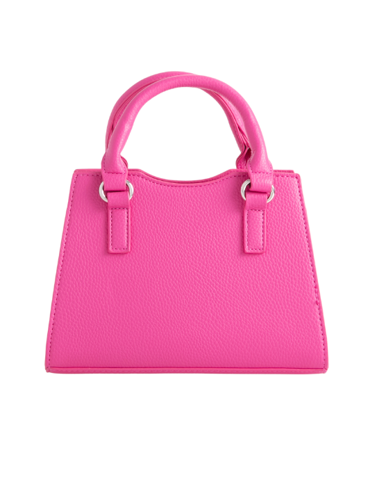 Fuchsia Faux Leather Buckle Detail Shoulder Bag