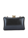 Teal Blue Peacock Feather Print Sequin Clutch Bag