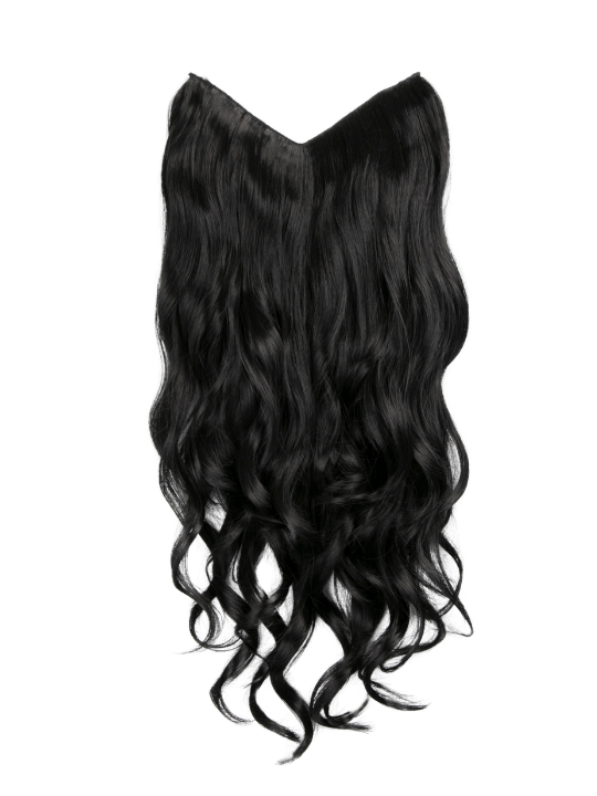 natural black Curly Lightweight 22 Inch V-Shape One Weft Hair Extensions