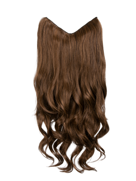 dark brown and caramel Curly Lightweight 22 Inch V-Shape One Weft Hair Extensions