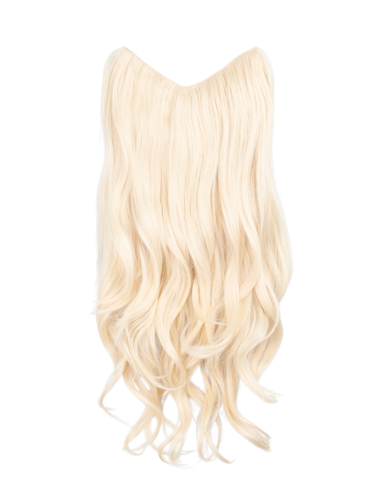pure blonde Curly Lightweight 22 Inch V-Shape One Weft Hair Extensions