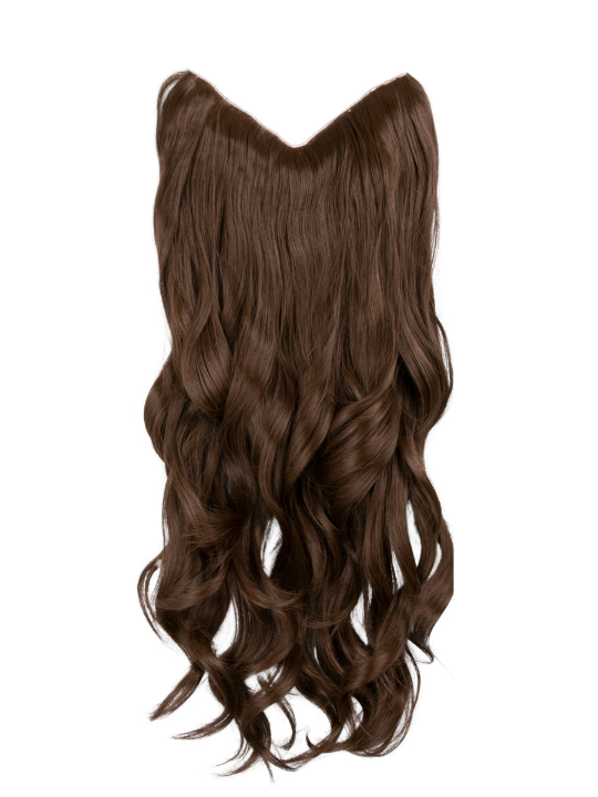 chestnut brown Curly Lightweight 22 Inch V-Shape One Weft Hair Extensions