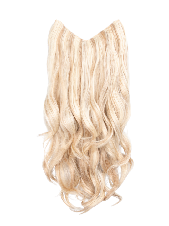 highlight champagne blonde Curly Lightweight 22 Inch V-Shape One Weft Hair Extensions