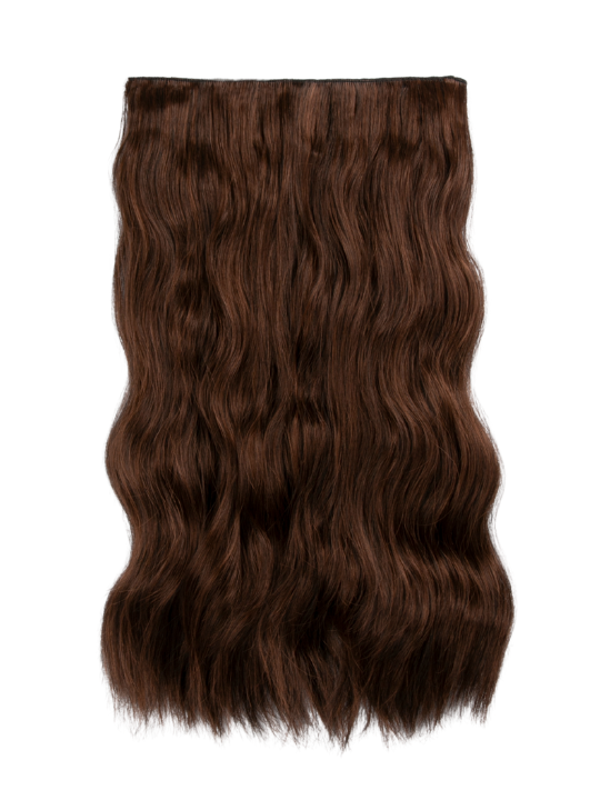 22 Inch Natural Wave One Piece Clip In Hair Extensions warm brunette