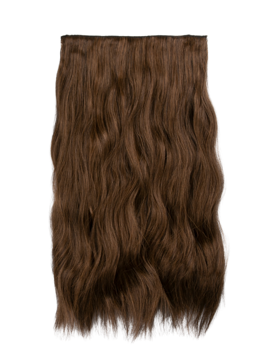 22 Inch Natural Wave One Piece Clip In Hair Extensions dark brown and caramel