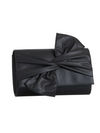 Black Metallic Fabric Bowtie Evening Clutch Bag