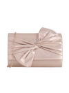 Champagne Gold Metallic Fabric Bowtie Evening Clutch Bag