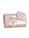 Champagne Gold Metallic Fabric Bowtie Evening Clutch Bag