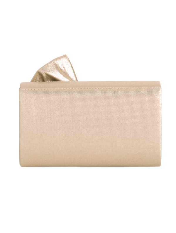 Gold Metallic Fabric Bowtie Evening Clutch Bag