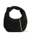 Black Faux Fur Knot Detail Hobo Bag