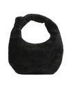 Black Faux Fur Knot Detail Hobo Bag