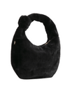 Black Faux Fur Knot Detail Hobo Bag