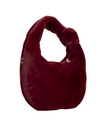 Burgundy Faux Fur Knot Detail Hobo Bag