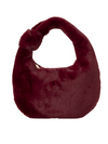 Burgundy Faux Fur Knot Detail Hobo Bag