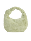 Green Faux Fur Knot Detail Hobo Bag
