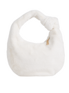 Ivory Faux Fur Knot Detail Hobo Bag