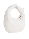 Ivory Faux Fur Knot Detail Hobo Bag