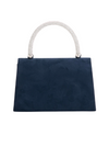 navy blue Faux Suede Diamante Top Handbag