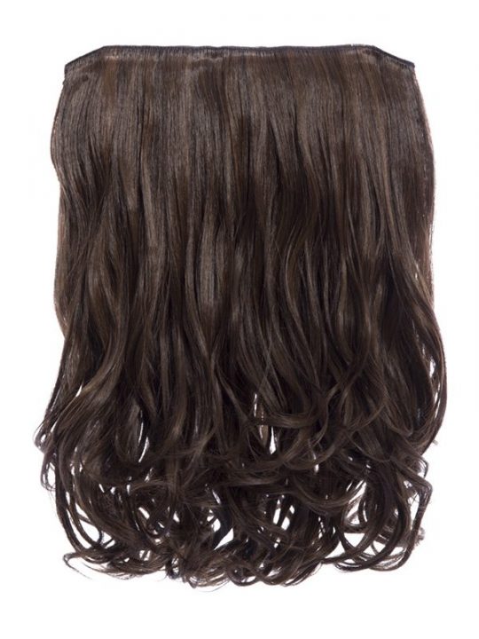 warm brunette 16 Inch Curly One Piece Clip in Hair Extensions