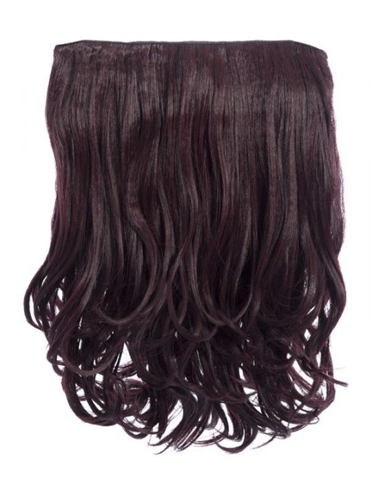 black and burgundy 16 Inch Curly One Piece Clip in Hair Extensions