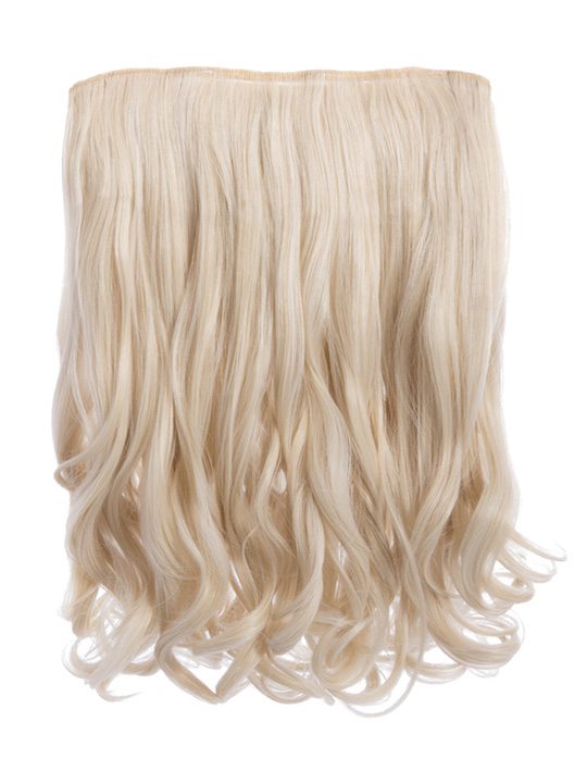 light blonde 16 Inch Curly One Piece Clip in Hair Extensions