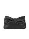 Black Faux Leather Ruched Buckle Detail Clutch Bag