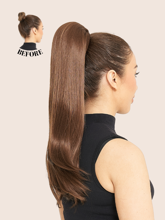 24 Inch Straight Drawstring Ponytail