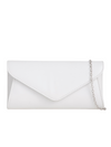 White Faux Leather Envelope Clutch Bag